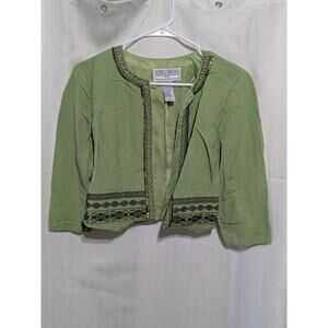 Jessica Howard Petite Green Embroidered Blazer Jacket Size 4